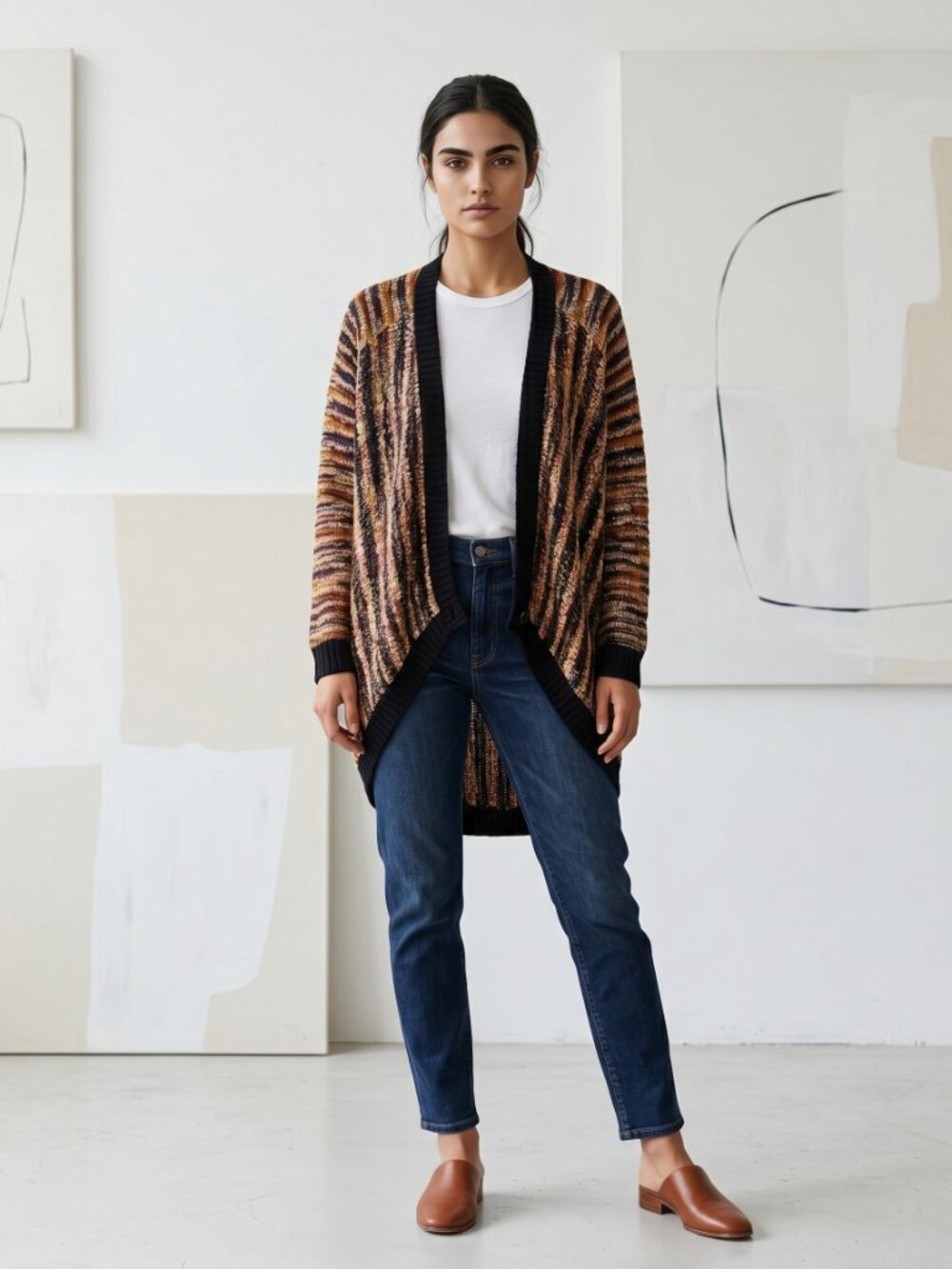 Elan Striped Cardigan Sweater NEW!